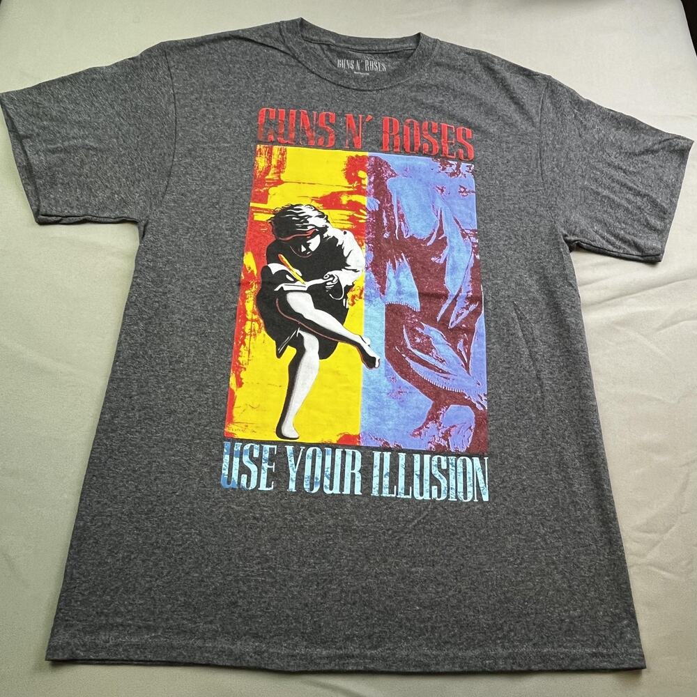 Guns N' Roses Shirt Mens Medium Gray Use Your Illusion Band Rock Tee Music